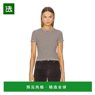 1h可退 香港直邮rag bone 瑞格布恩 女士 Luca 条纹罗纹童趣T恤 R