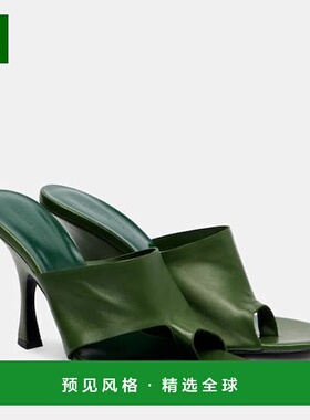 1h可退 香港直邮magda butrym 女士 皮质人字拖 green绿色 舒适时
