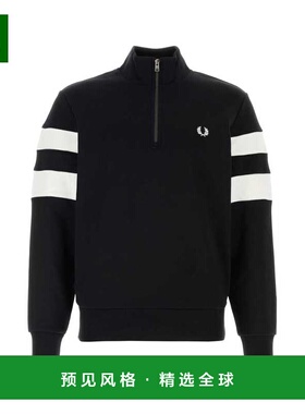 香港直邮FRED PERRY 男士卫衣 M5545102 AW2024 黑色 半拉链卫衣
