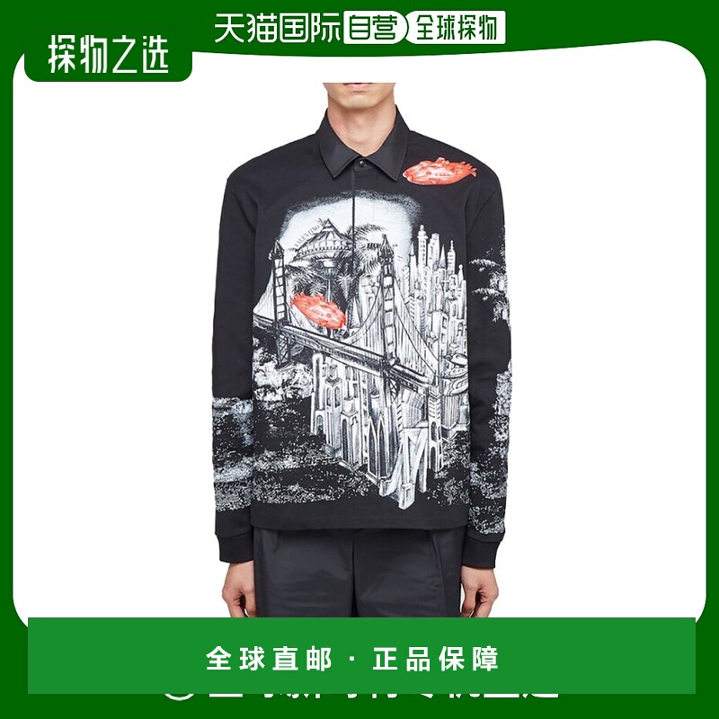 【99新未使用】香港直邮Valentino 黑色印花图案衬衫 UV3MH01H6HR