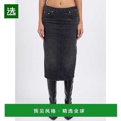 1h可退 香港直邮Haikure 女士 KIM AUTHENTIC 黑色水洗牛仔半身裙