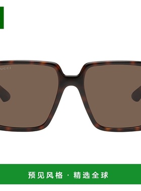 1h可退 香港直邮Gucci 古驰 女士 棕色 Square Frame 太阳镜 GG16