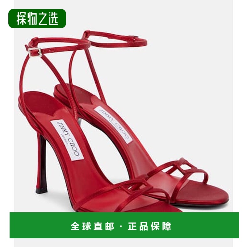 香港直邮Jimmy Choo 周仰杰 女士 100 狮子座绸缎凉鞋