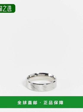 香港直邮ASOS 男士 emboss 设计防水不锈钢水平戒指(银色)