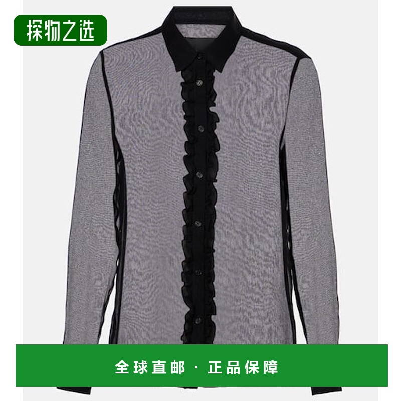 香港直邮NILI LOTAN 女士 Kris 荷叶边透视真丝衬衫