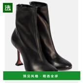 香港直邮Amina Muaddi 1h可退 女士 Iris 皮质短靴 black黑色