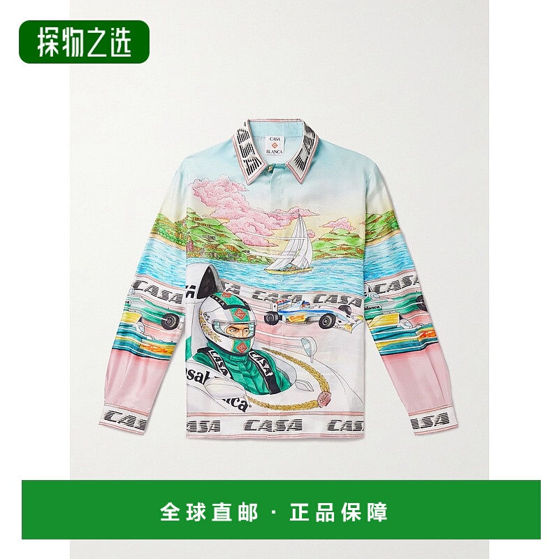 Casablanca 男士 of Racing 艺术印花斜纹丝绸衬衫 MPF25