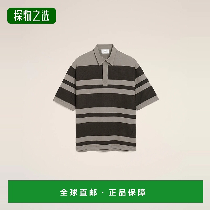欧洲直邮AMI PARIS 25秋冬 UPL414.JE0168.059 女士条纹短袖POLO