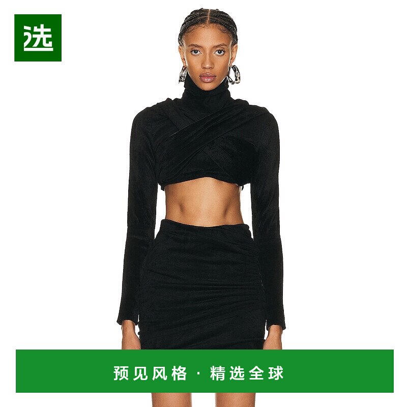 1h可退 香港直邮Alaïa 女士 垂褶上衣 AA9H10513M752 black黑色