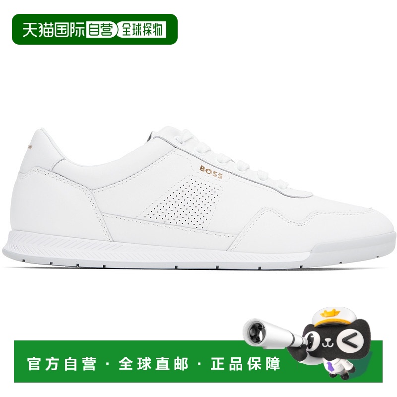 1h可退 香港直邮BOSS 波士 男士 白色 Nappa-Leather Perforated