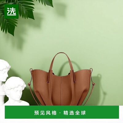 欧洲直邮POLENE Cyme Mini女士驼色小牛皮单肩包托特包手提包
