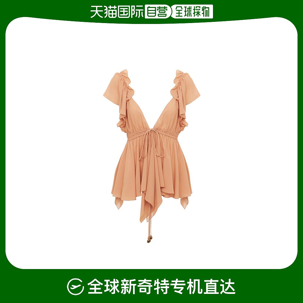 香港直邮Chloe 真丝乔其纱褶饰吊带背心 CH24AHT41002