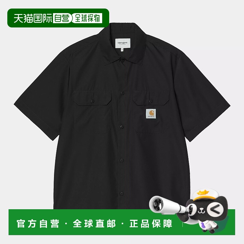 自营欧洲直邮Carhartt Wip 男士黑色涤纶/棉短袖衬衫