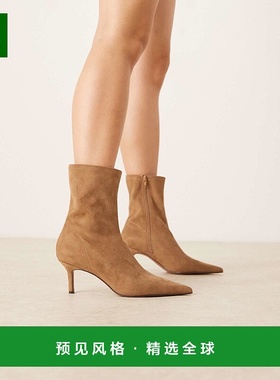 1h可退 香港直邮ASOS 女士 Rosalind suedette 设计宽版小跟沙色