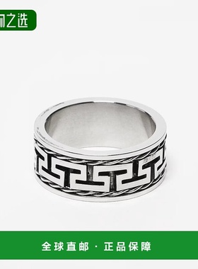 香港直邮ASOS 男士 greek 设计防水不锈钢粗框波浪纹戒指(银色)