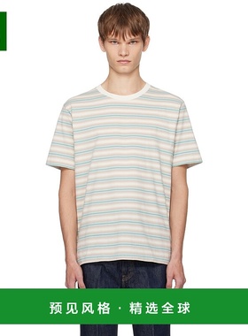 1h可退 香港直邮AURALEE 男士 蓝色 & 米色 Gradient Stripe Jers