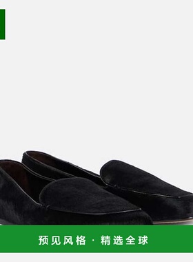 1h可退 香港直邮KHAITE 女士 Monroe 小牛毛乐福鞋 black黑色 舒