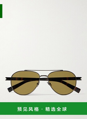 香港直邮Saint Laurent 圣罗兰 男士 飞行员镀炮铜龟甲色醋纤太阳