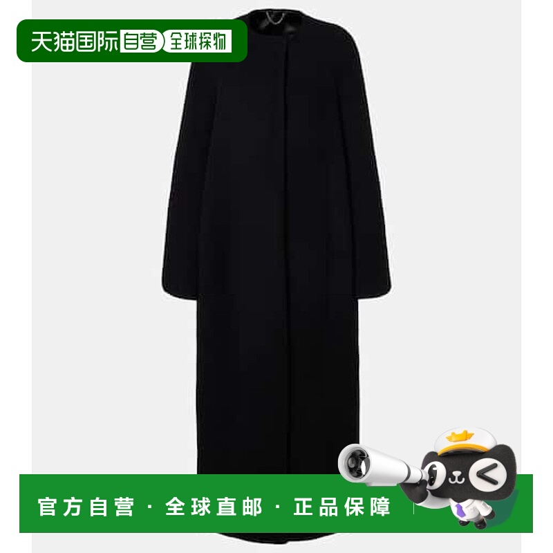 1h可退 香港直邮TOTÊME 女士 宽松款羊毛混纺大衣 black黑色 舒适