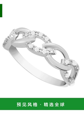 1h可退 【美国直邮】Macy's|纯银钻石链环戒指（1/10 克拉总重）