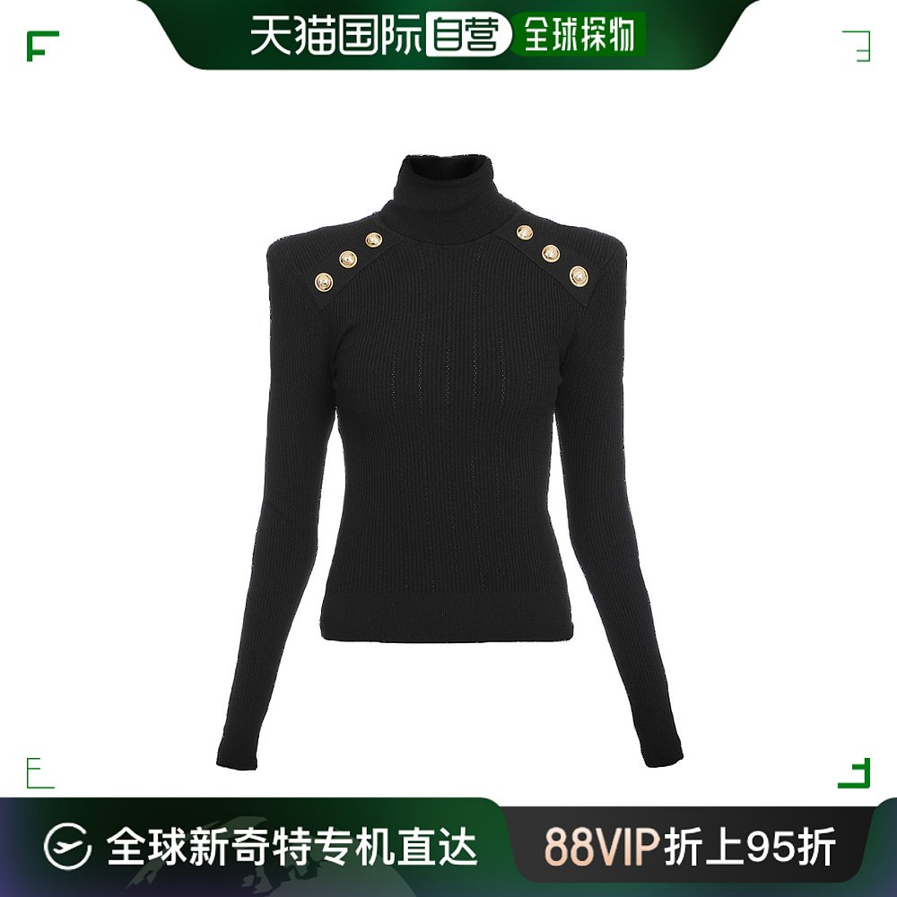 香港直邮Balmain黑色高领针织毛衣 YF1KH000KB00
