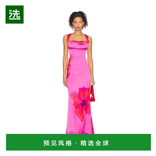 1h可退 香港直邮GOOD AMERICAN 女士 缎面绑带长款连衣裙 GDW0255