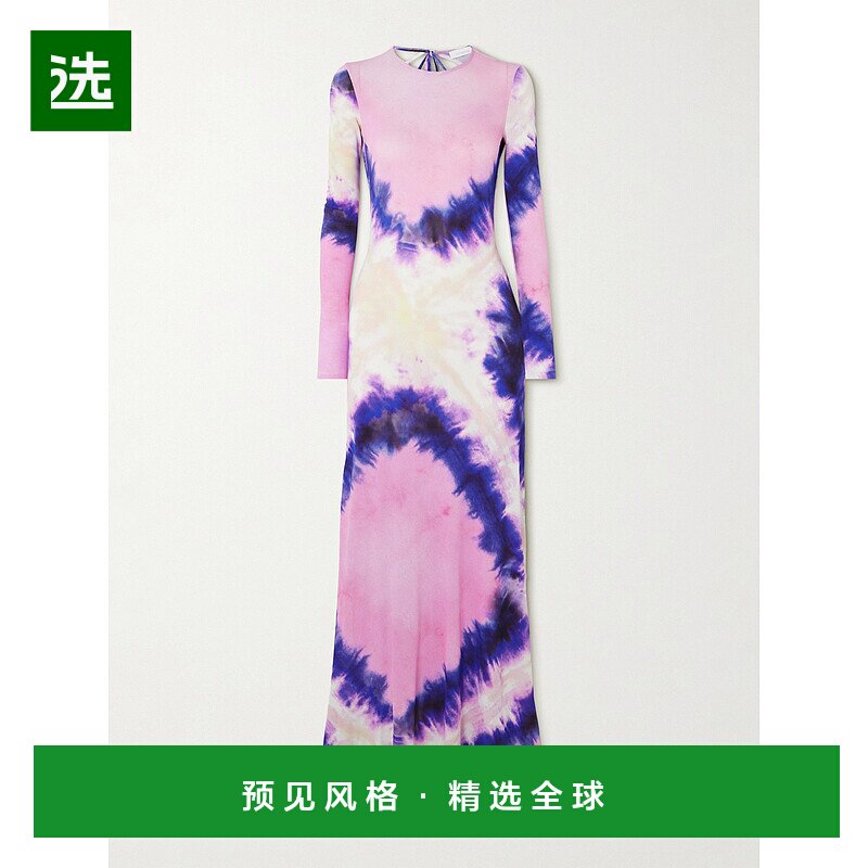 1h可退 Rabanne 女士 Paco 紮染印花圓領洋裝 25EJRO122V连衣裙