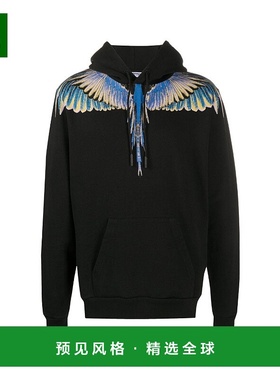香港直邮Marcelo Burlon 黑色翅膀印花连帽卫衣 CMBB007E20FLE001