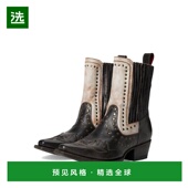 美国直邮 靴子高跟鞋 bed 1h可退 stu 女士 短靴皮鞋 西部靴