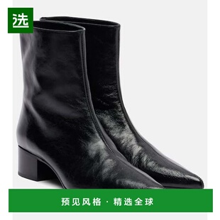 香港直邮KHAITE 女士 Andee 40 皮质短靴 black黑色 舒适时尚女靴