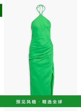 1h可退 香港直邮Simkhai 女士 Hansel 垂褶亚麻挂脖长款连衣裙 32