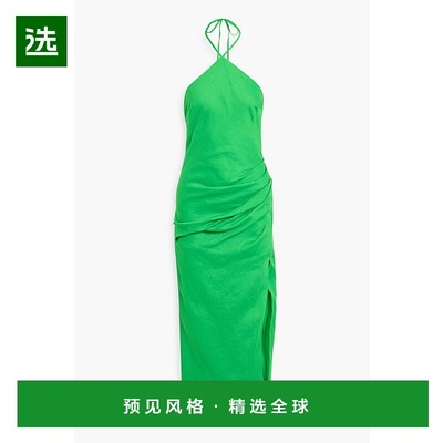 1h可退 香港直邮Simkhai 女士 Hansel 垂褶亚麻挂脖长款连衣裙 32