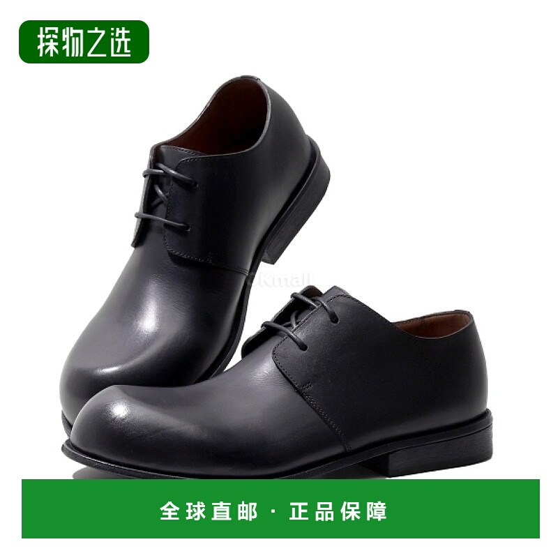 韩国直邮Marsell休闲鞋男女款黑色皮革时尚防水运动简约复古系带