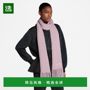 1h可退 Fluffy系列女士玫瑰粉羊毛花卉图案围 欧洲直邮LV路易威登