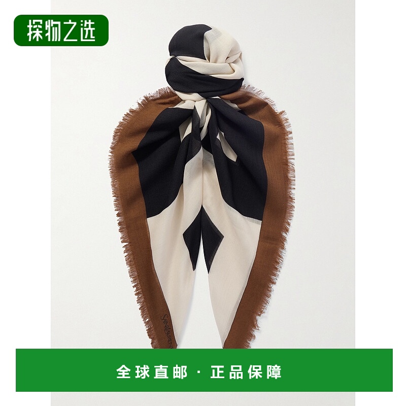 1h可退 香港直邮Saint Laurent 圣罗兰 男士 流苏羊毛围巾 822151