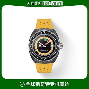 欧洲直邮TISSOT 男灰黑色大理石纹表盘黄色橡胶表带腕表41mm 天梭