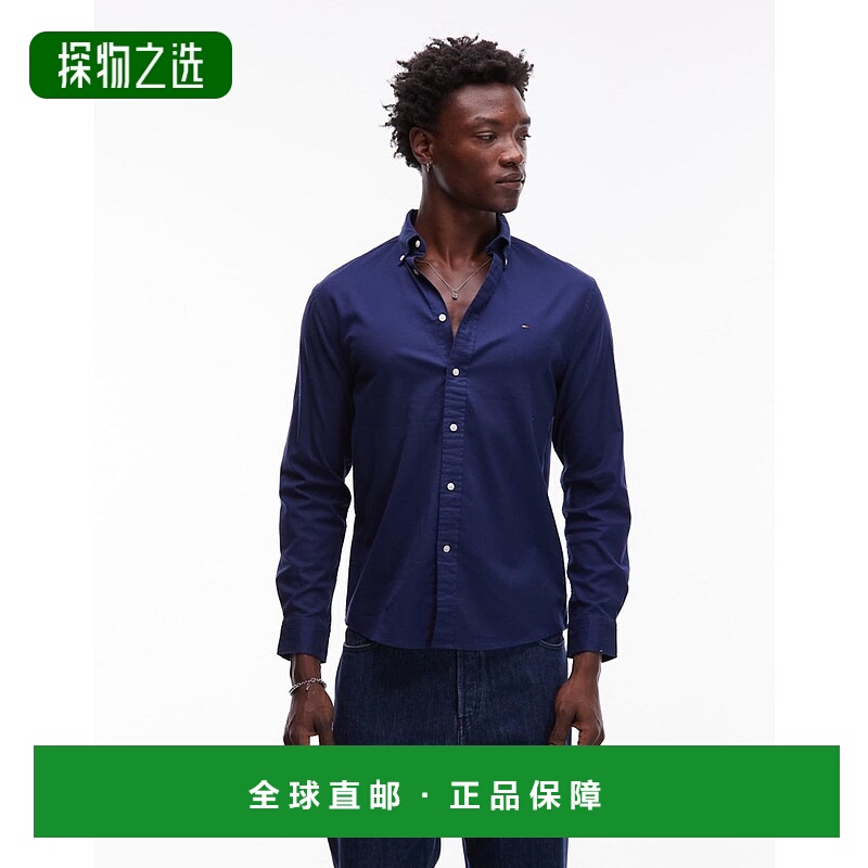 香港直邮Tommy Hilfiger 汤米·希尔费格 男士 法兰绒衬衫(海军蓝