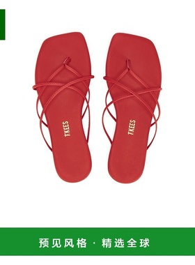 1h可退 香港直邮TKEES 女士 Elle 方头凉鞋 SQELL04 red红色 舒适