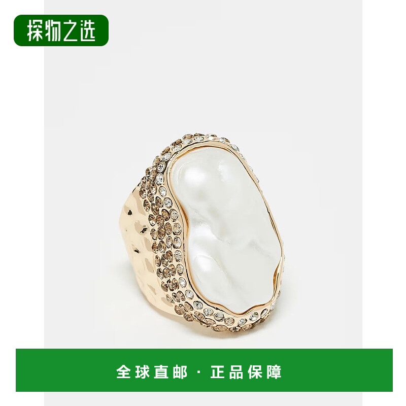 香港直邮ASOS女士设计珍珠精饰戒指 metal金属色舒适时尚