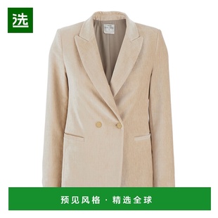 1h可退 香港直邮forte forte 女士 Lapels 浅褐色耸肩天鹅绒夹克