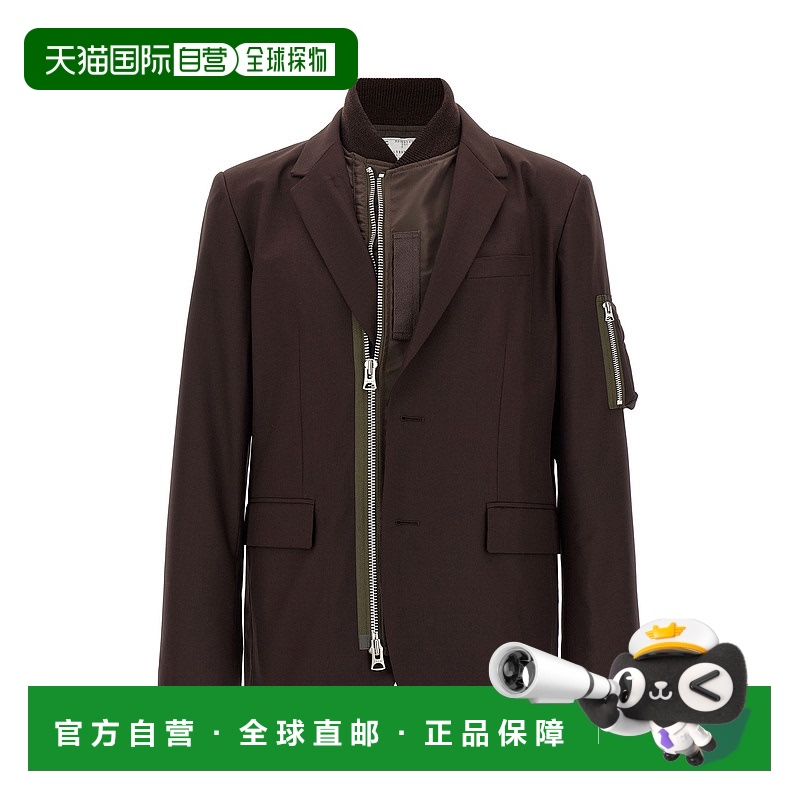 1h可退 香港直邮Sacai 男士 Bomber 拼块西装外套 2503743M601