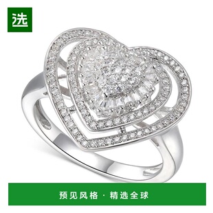 1h可退 【美国直邮】Macy's|纯银方晶锆石心形光环戒指