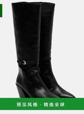 1h可退 香港直邮Staud 女士 Austin 皮质及膝靴子 black黑色 舒适