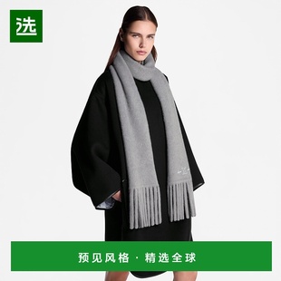 1h可退 Fluffy系列女士灰色羊毛花卉图案围巾 欧洲直邮LV路易威登