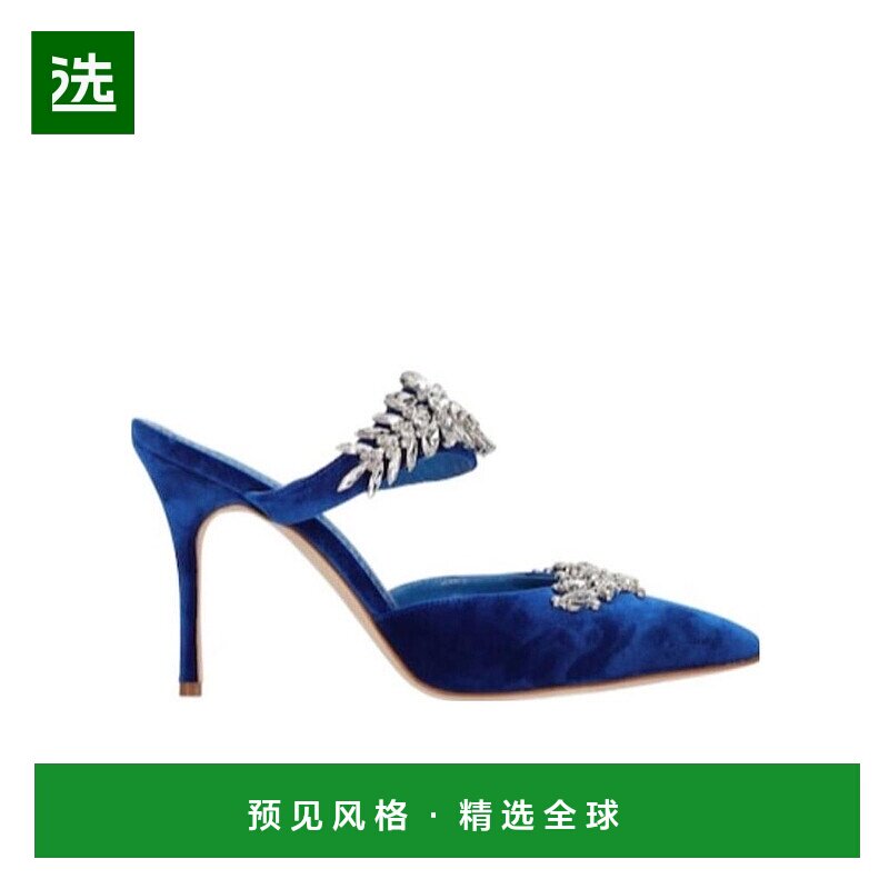 香港直邮Manolo Blahnik 徽标天鹅绒高跟鞋 76I-0C4034