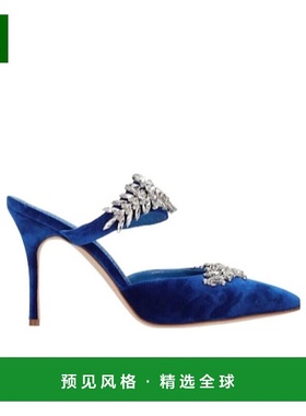 香港直邮Manolo Blahnik 徽标天鹅绒高跟鞋 76I-0C4034