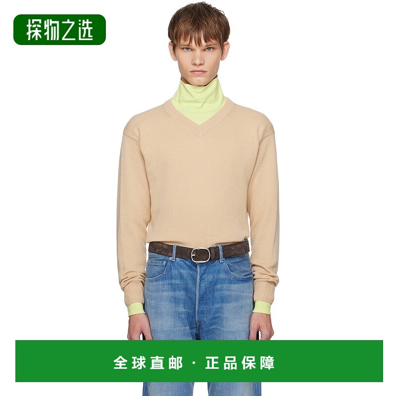 香港直邮AURALEE 男士 驼色 Light Cashmere Knit V-Neck 毛衣 A2