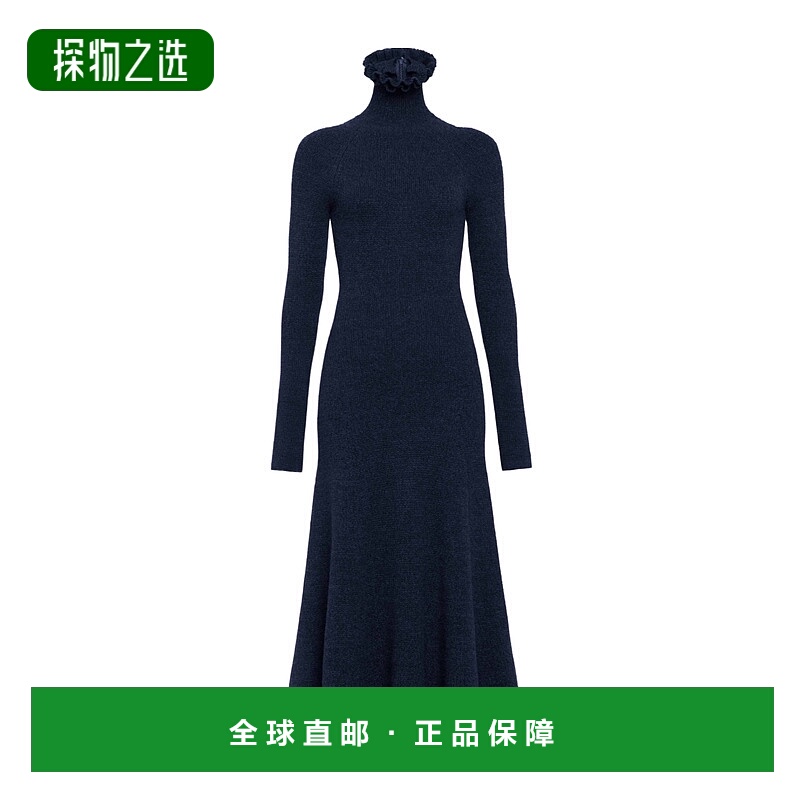香港直邮Alaia 长袖连衣裙 AA9R2779K096B真丝修身羊毛高领