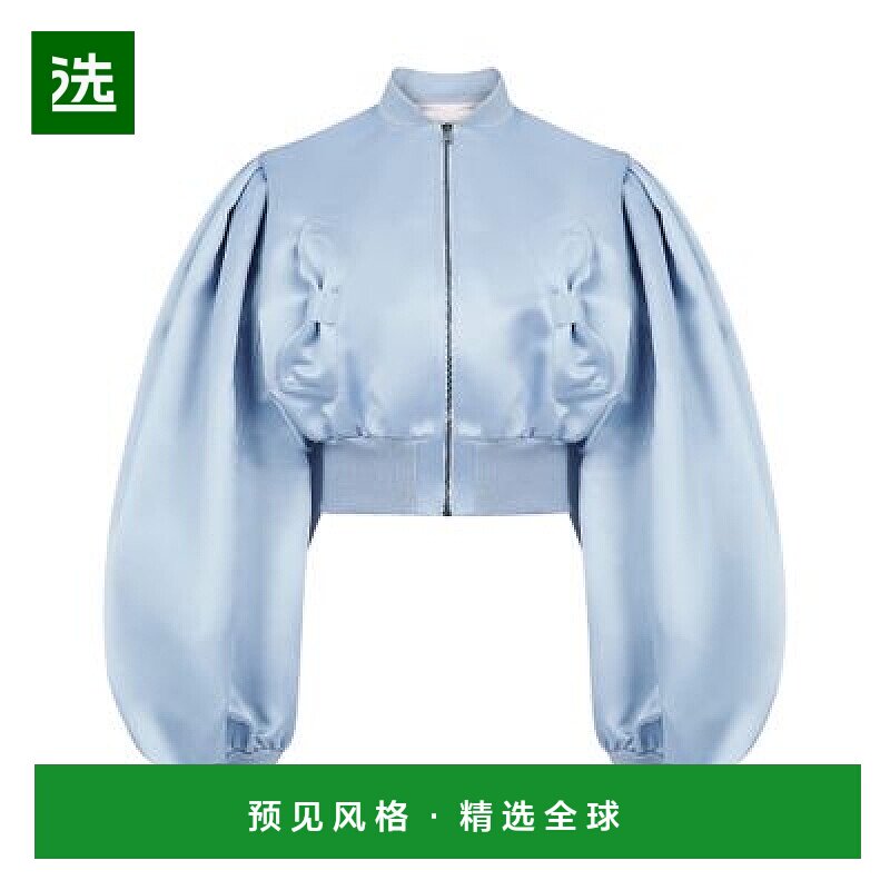 欧洲直邮NINA RICCI 短款缎面飞行员夹克流行时尚百搭长袖正品穿