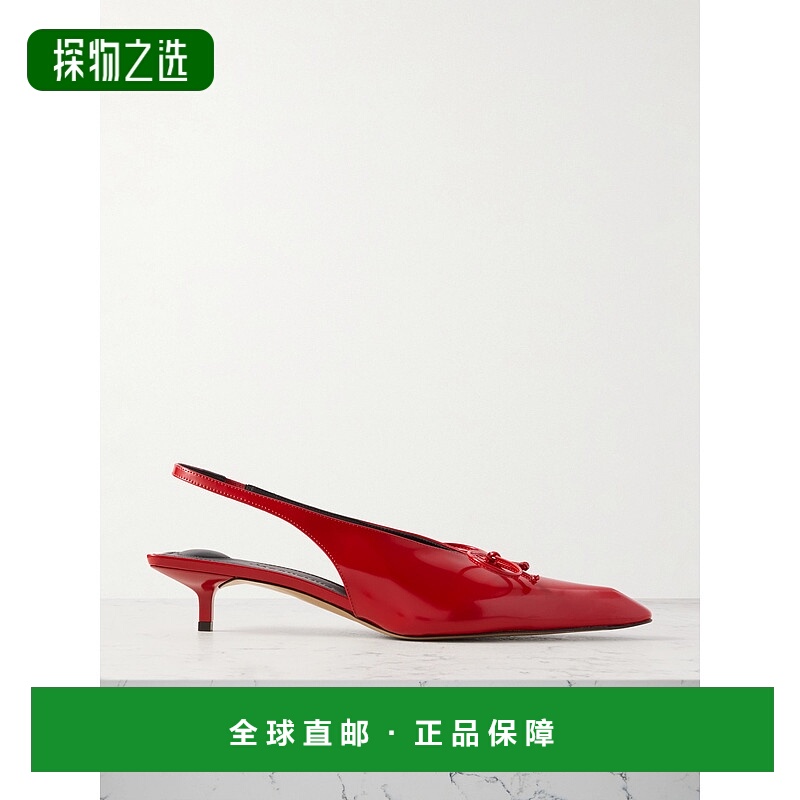 1h可退 香港直邮Jacquemus 女士 Cubisto 蝴蝶结饰皮质露跟浅口鞋